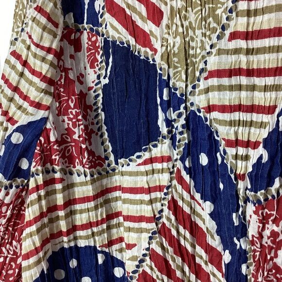 CJ Banks Colorful Patterned Blouse Crinkled Button Front Collar 1X Mid Sleeve - Picture 6 of 14